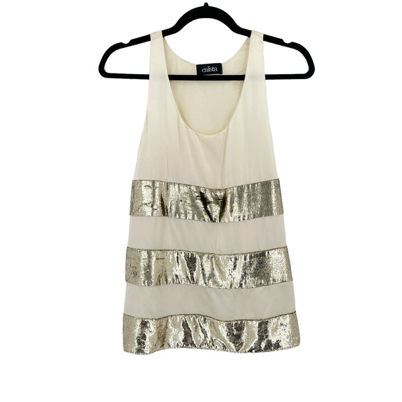 Calista Tops - Calista Silk Racerback Tank Top Gold Cream